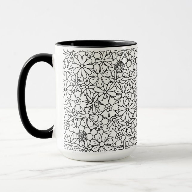 Taza Doodle floral (Izquierda)