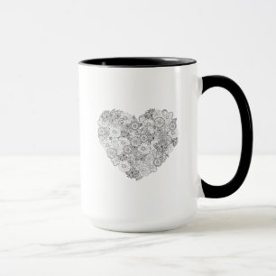 Taza Doodle floral del corazón