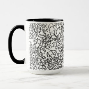 Taza Doodle floral étnico