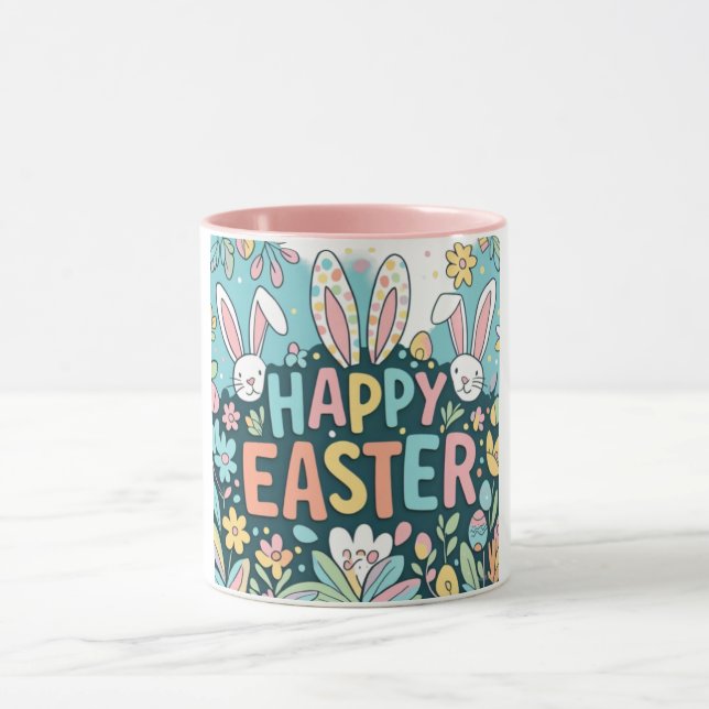 Taza Doodle Floral Happy Easter Bunnies (Centro)