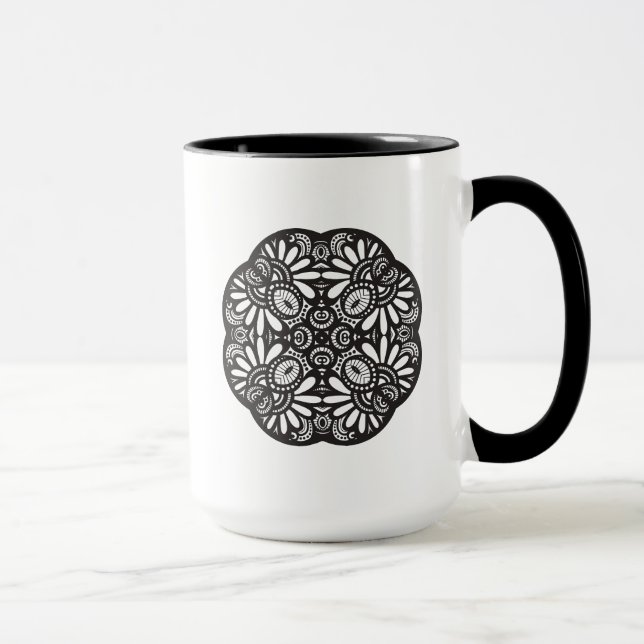 Taza Doodle hermoso de la casilla negra de Deco (Derecha)