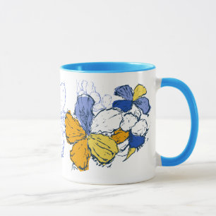 Taza "Doodle Hibiscus" en Azul