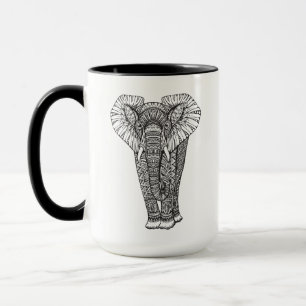 Taza Doodle modelado fantasía del elefante