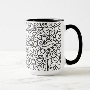 Taza Doodle retro floral