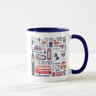 Taza Doodles del viaje de Inglaterra