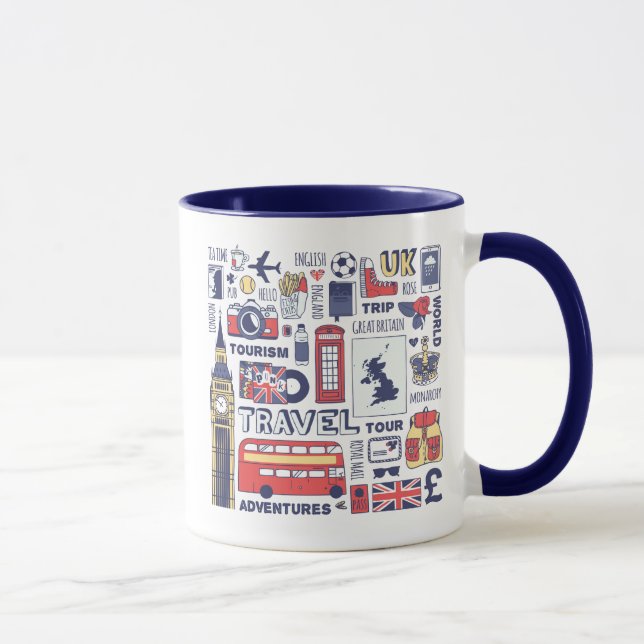 Taza Doodles del viaje de Inglaterra (Derecha)