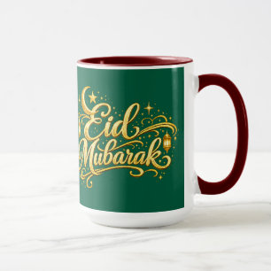 Taza Dorado Crescent Lunático de Eid Mubarak Islámico