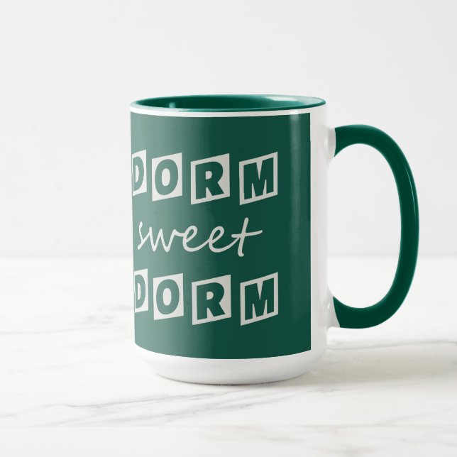 Taza "Dorm Sweet Dorm" personalizado en un monograma (Derecha)