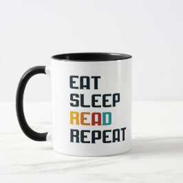 Taza Dormir de comer leer repetir tazón de café para el