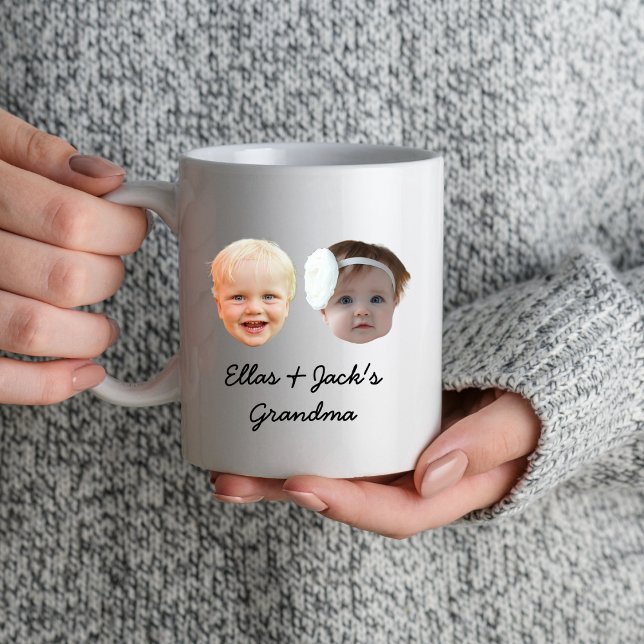Taza Dos bebé cara foto personalizada abuela (Subido por el creador)