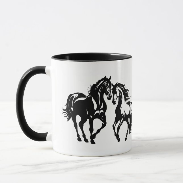 Taza Dos caballos enamorados pareja de caballos blancos (Izquierda)
