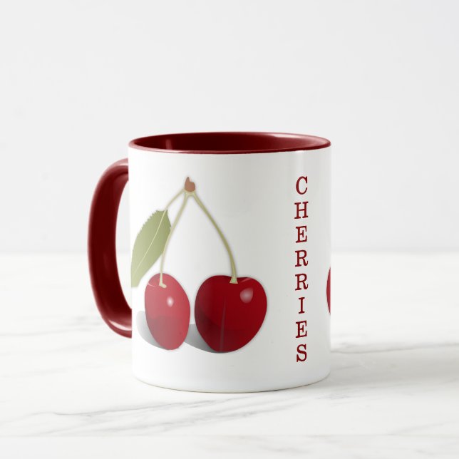 Taza Dos cerezas diseñan café Mug (Anverso izquierdo)