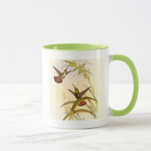 Taza Dos colibríes coloridos con la misma flor
