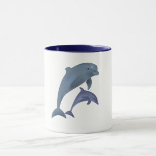 Taza Dos delfines tropicales saltando uno al lado del o