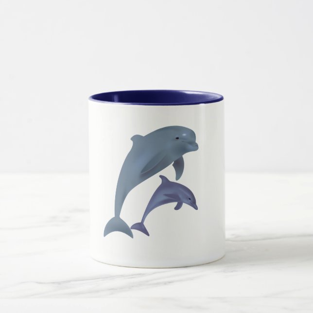 Taza Dos delfines tropicales saltando uno al lado del o (Centro)