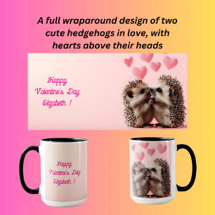 Taza Dos erizos acurrucando al el día de San Valentín