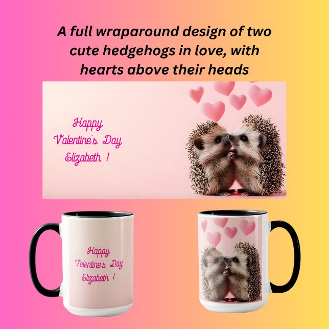 Taza Dos erizos acurrucando al el día de San Valentín (Subido por el creador)
