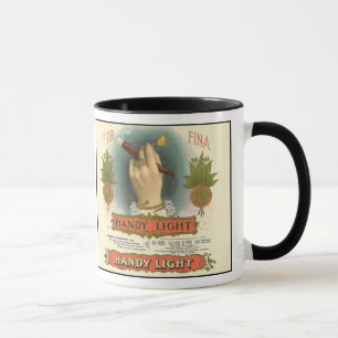 Taza Dos etiquetas del cigarro del vintage de lado a