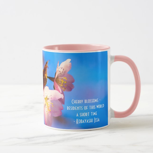 Taza Dos Flores De Sakura En Azul (Derecha)