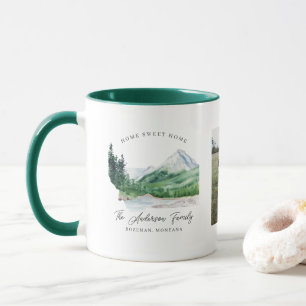 Taza Dos fotos de Collage   Monograma del apellido Fami