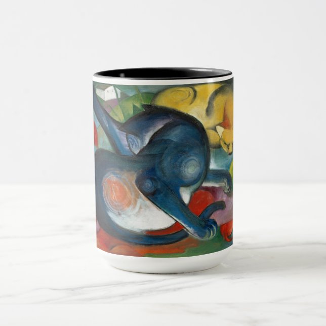 Taza Dos gatos, azul y amarillo (1912) de Franz Marc (Centro)