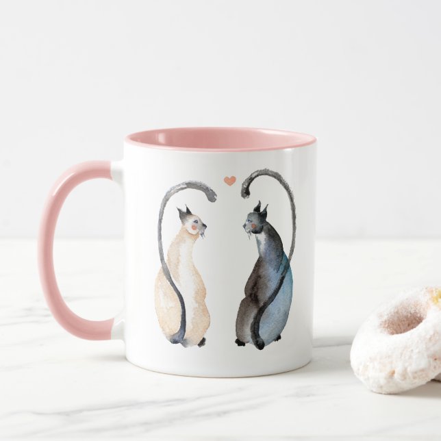 Taza Dos gatos enamorados (Con donut)