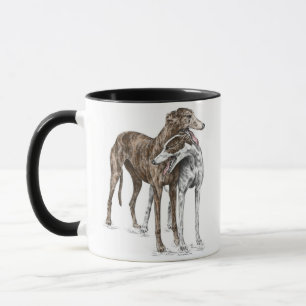 Taza Dos Greyhound Friends Dog Art