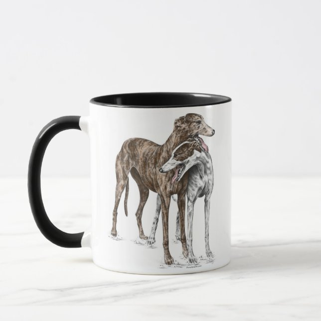 Taza Dos Greyhound Friends Dog Art (Izquierda)