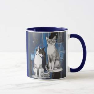Taza Dos gris sobre un fondo abstracto