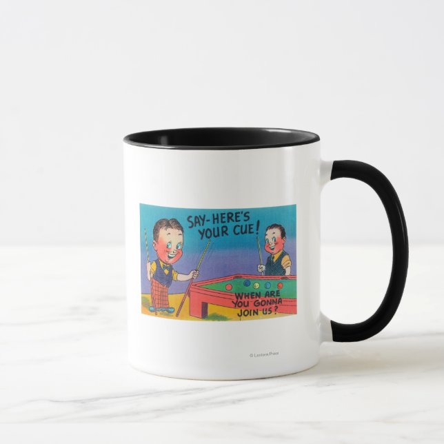 Taza Dos hombres Personalizados juegan al billar, aquí  (Derecha)
