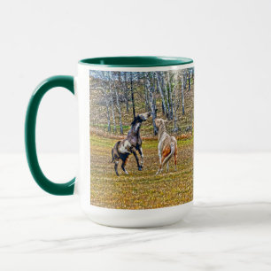 Taza Dos juguetones Pinto Paint Horses Equine Art Desig