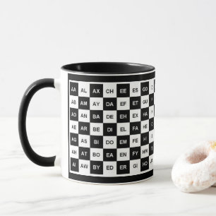 Taza Dos palabras en blanco negro (versión Intl)