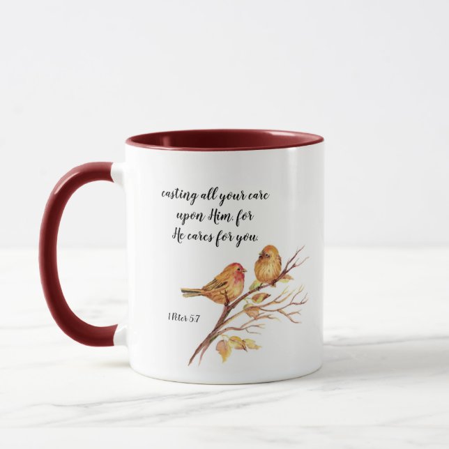 Taza Dos pequeños pájaros esparcen la Biblia que le cui (Izquierda)