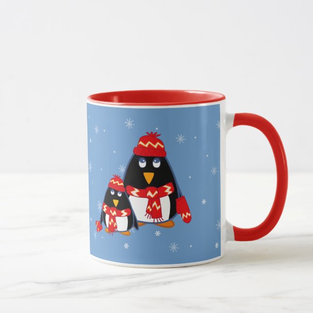 Taza Dos pequeños pingüinos Navidades de nombres person (Derecha)