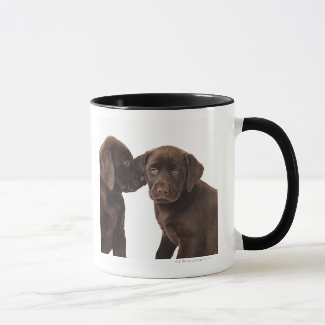 Taza Dos perritos del labrador retriever del chocolate (Derecha)