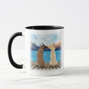 Taza Dos perros sentados en un personalizar portuario
