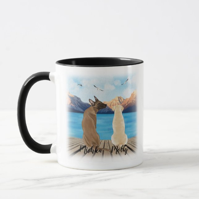 Taza Dos perros sentados en un personalizar portuario (Izquierda)