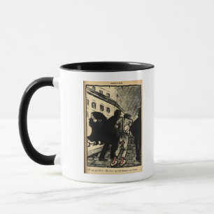 Taza Dos policías se llevan un vagabundo vestido en