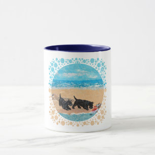Taza Dos Scotties en la Playa