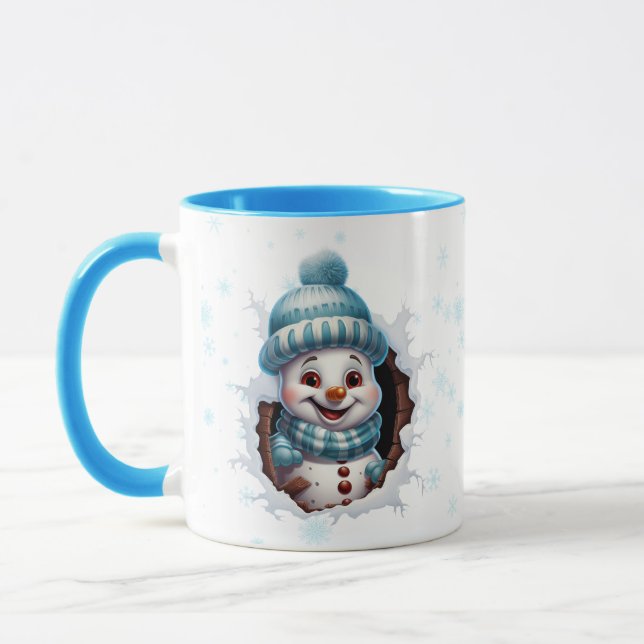 Taza Dos Snowmen En Navidades Azules Coffee Mug (Izquierda)