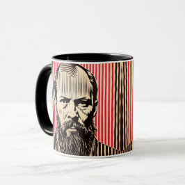 Taza Dostoevsky en estilo de ilusión óptica BAUHAUS