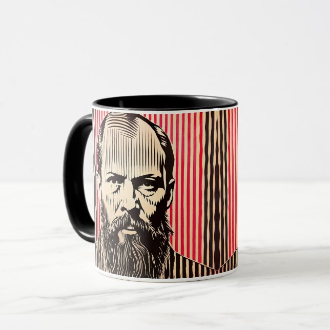Taza Dostoevsky en estilo de ilusión óptica BAUHAUS (Anverso izquierdo)