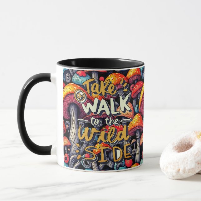 Taza Double-Sided Mushroom Magic Retro Mug (Con donut)