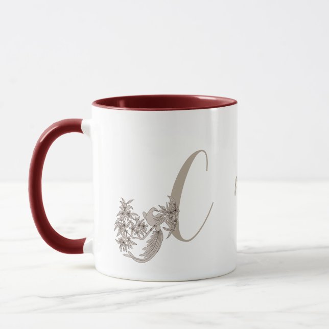 Taza Dove Elegant Monograma Inicial C Su Nombre (Izquierda)