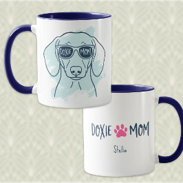 Taza Doxie Mom Mug – Personalized Ice Blue Dachshund