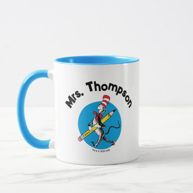 Taza Dr. Seuss | Cat en el nombre personalizado Gorra (Izquierda)