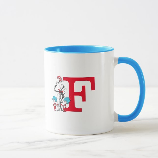 Taza Dr. Seuss Gato en el Gorra, cosa un monograma F (Derecha)