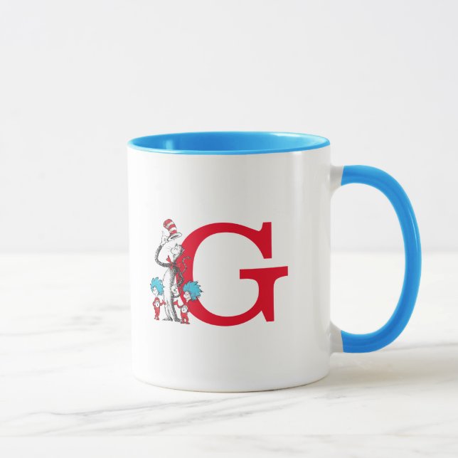 Taza Dr. Seuss Gato en el Gorra, cosa un monograma G (Derecha)