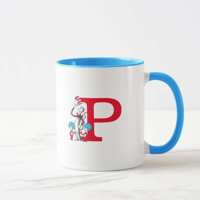 Taza Dr. Seuss Gato en el Gorra, cosa un monograma P (Derecha)
