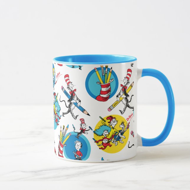 Taza Dr. Seuss | Personajes con patrón de lápices (Derecha)